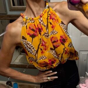 Floral A.L.C. Tank top silk poppy S M Vibrant shirt blouse